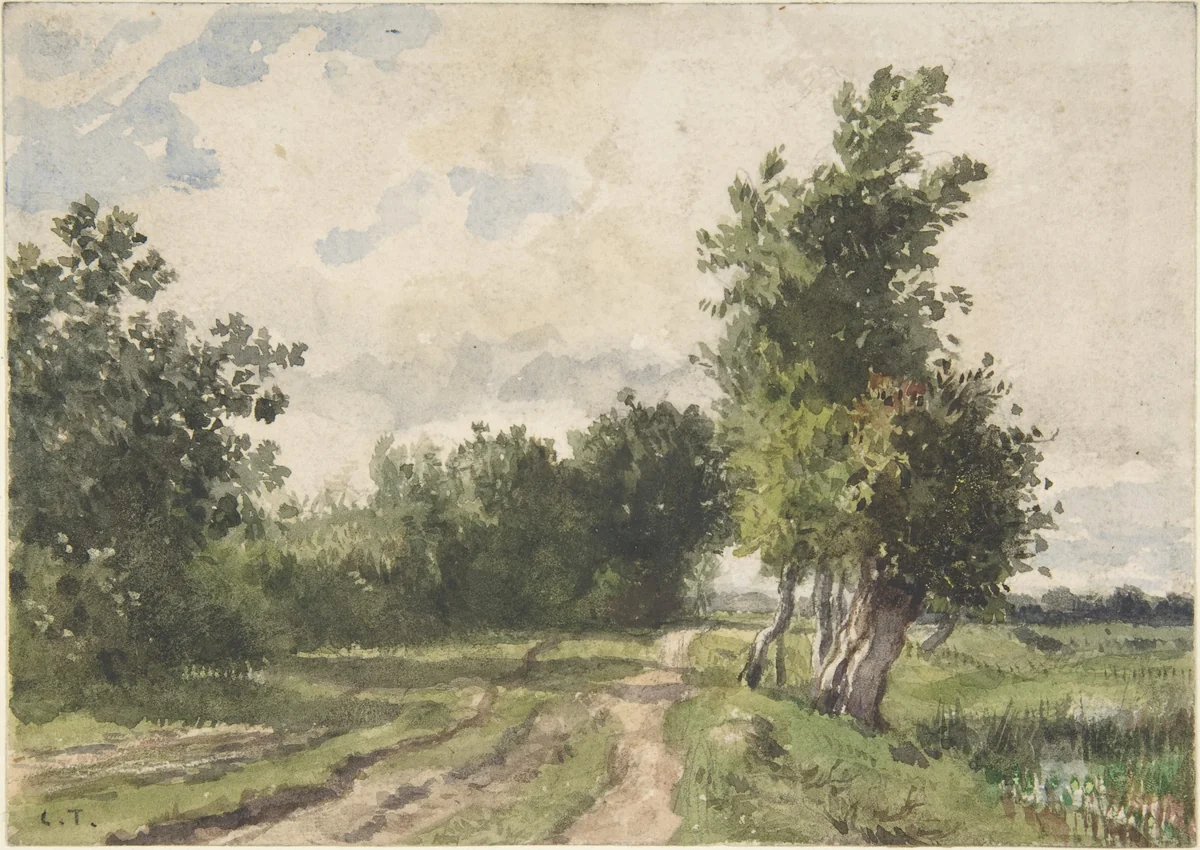 Landscape by Constant Troyon, drawing, 1825-1865