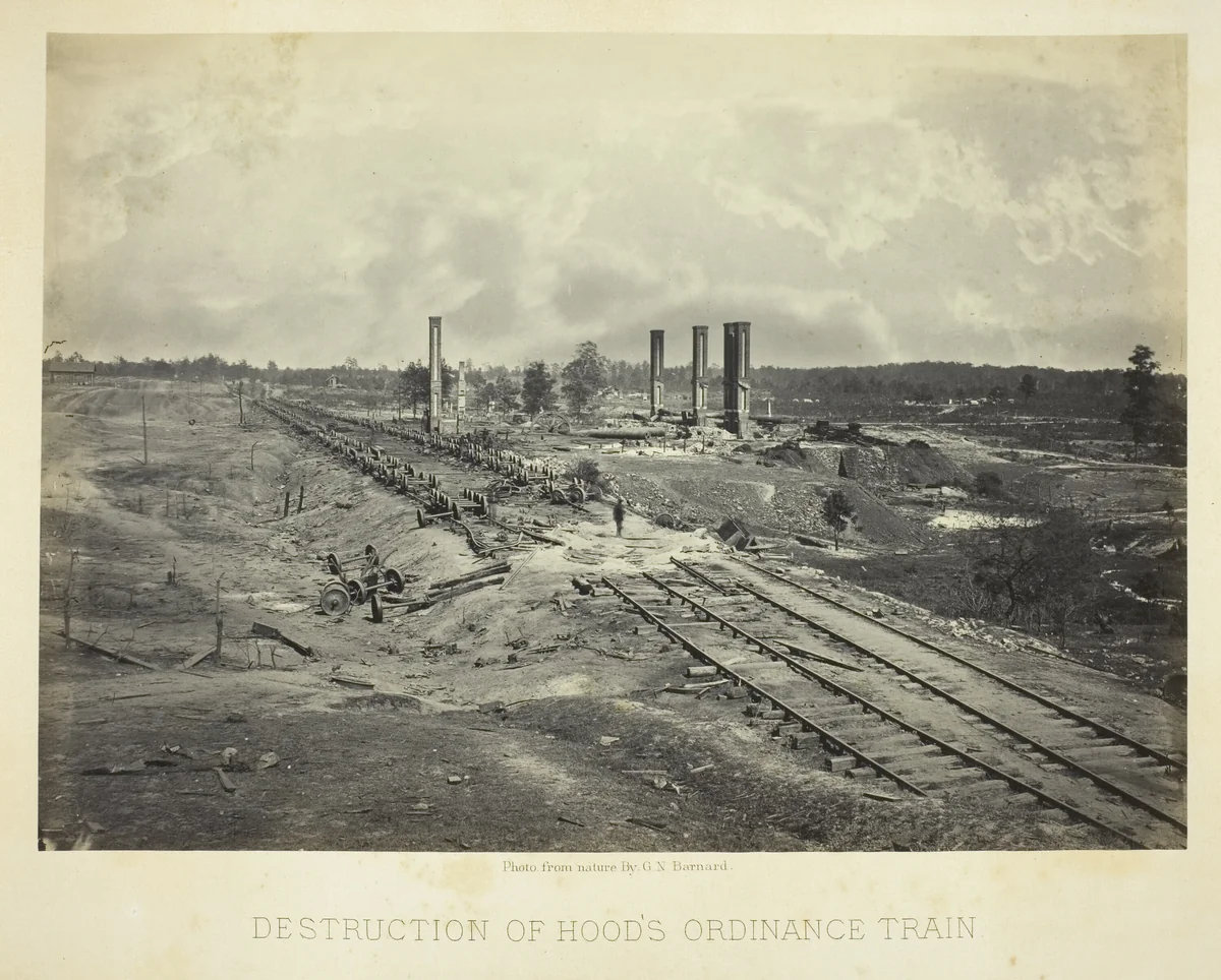 Destruction of Hood's Ordinance Train by George Barnard, photograph, 1864