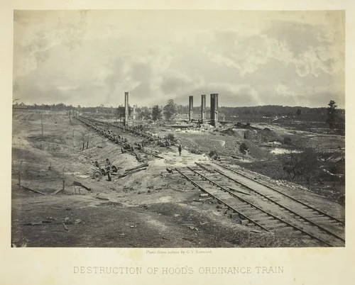 Destruction of Hood's Ordinance Train by George Barnard, photograph, 1864