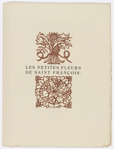 Title (page 1) from Les Petites Fleurs de St. François (The Little Flowers of St. Francis) by Émile Bernard, illustrated book, 1928