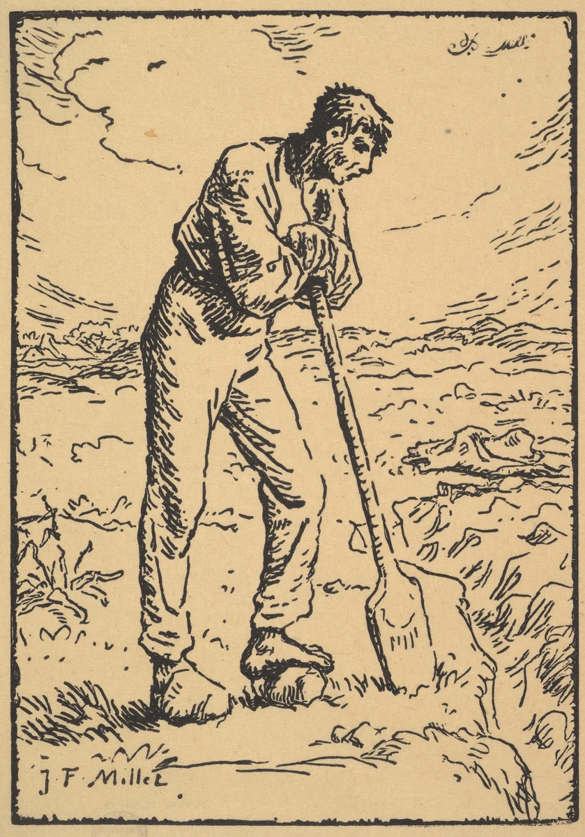 Man Resting on a Spade by Jean-François Millet, print, 1874