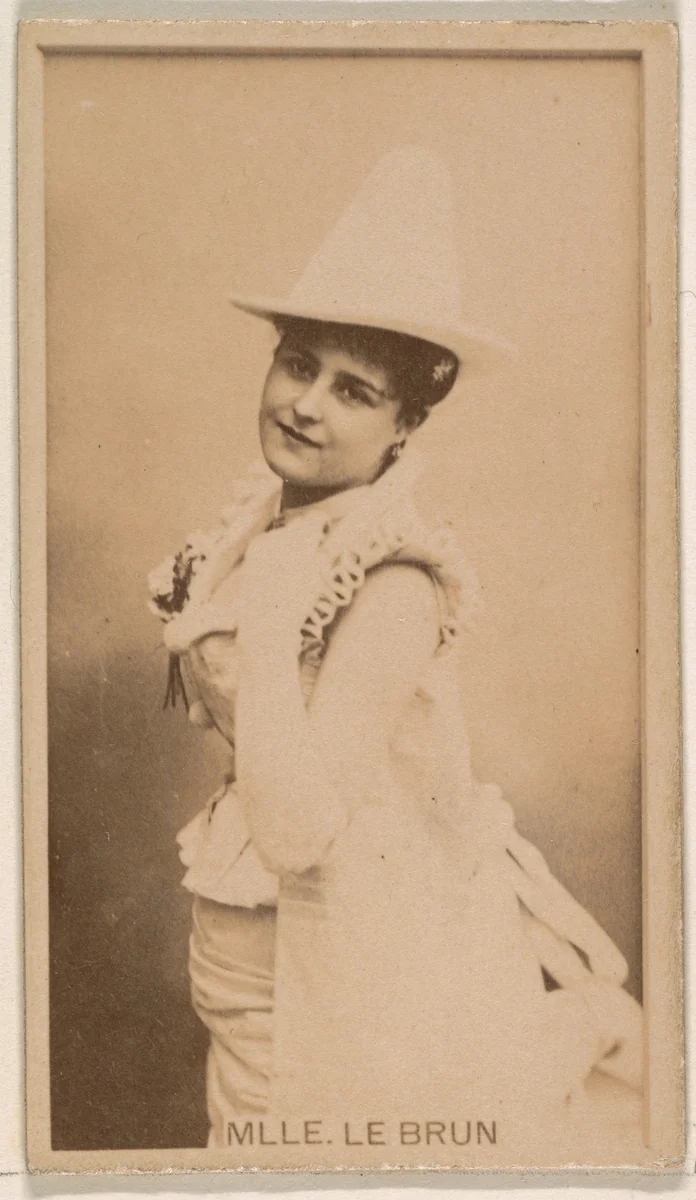Mlle. Le Brun, from the Actresses series (N245) issued by Kinney Brothers to promote Sweet Caporal Cigarettes by Kinney Brothers Tobacco Company, photograph, 1890