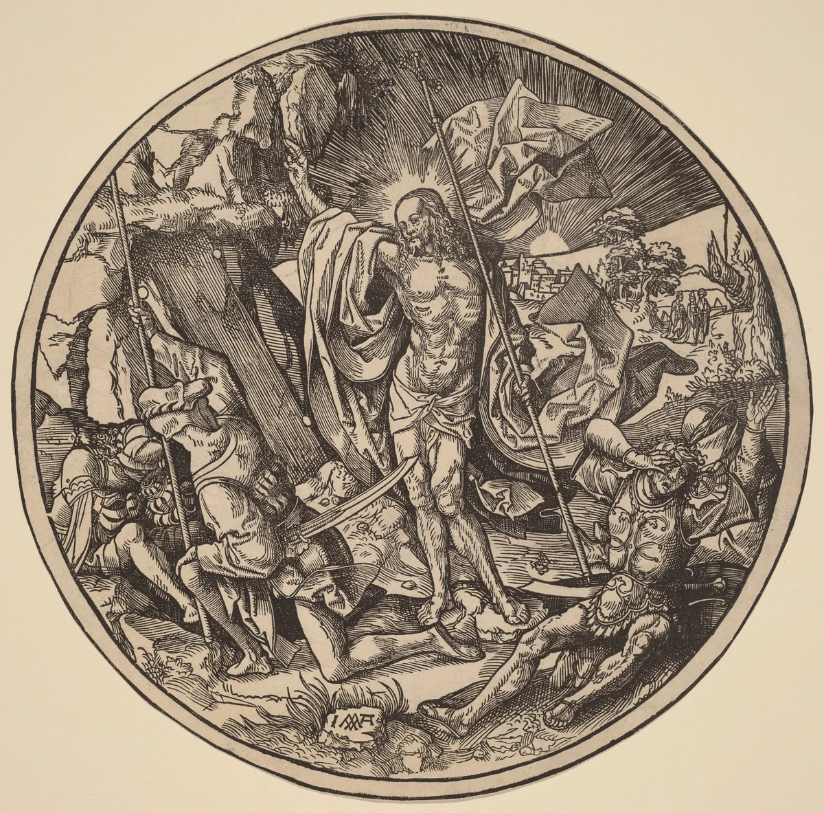 The Resurrection and the Holy Women on Their Way to Christ's Sepulchre by Jacob Cornelisz van Oostsanen, print, 1514
