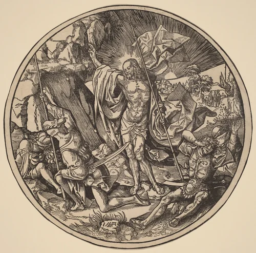 The Resurrection and the Holy Women on Their Way to Christ's Sepulchre by Jacob Cornelisz van Oostsanen, print, 1514