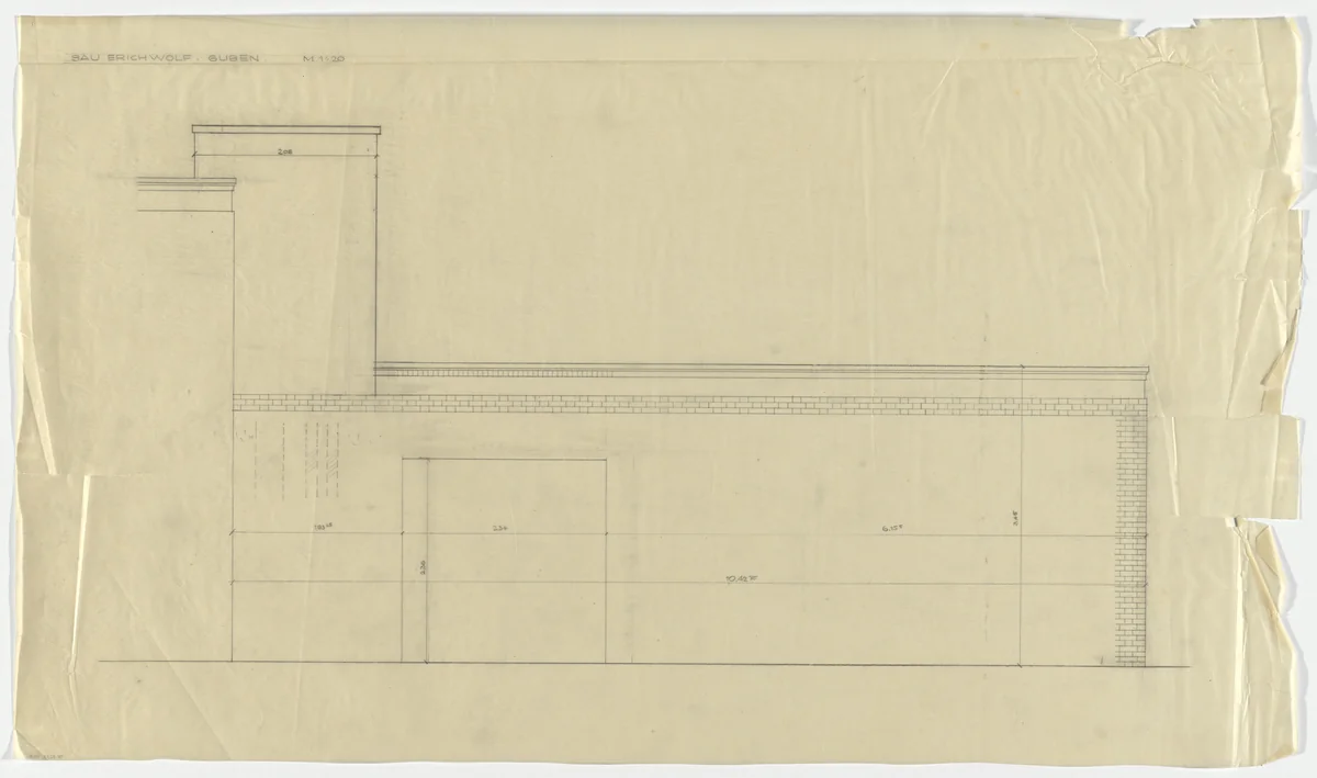 Wolf House, Gubin, Poland (South wall elevation) by Ludwig Mies van der Rohe, mies van der rohe archive, 1925