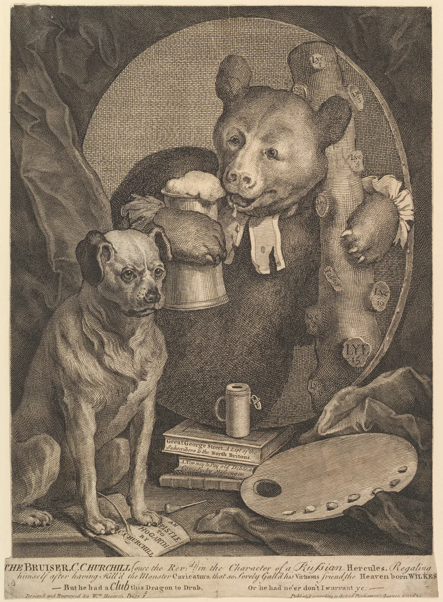 The Bruiser (Caricature of Charles Churchill) by William Hogarth, print, 1762