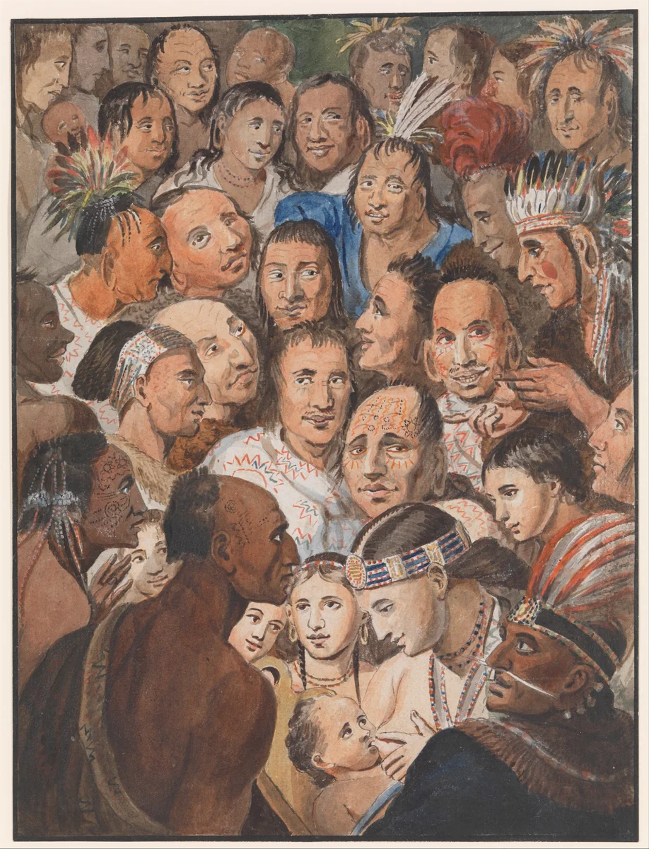 Tableau of Indian Faces by John Lewis Krimmel, artwork, 1811-1816