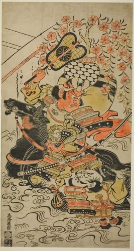 A Battle in Mid-Stream by Torii Kiyonobu I (鳥居 清信), print, 1700-1715