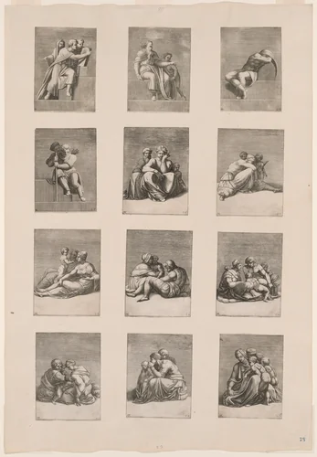 Figures from the Ceiling of the Sistine Chapel by Adamo Scultori, print, 1550-1565