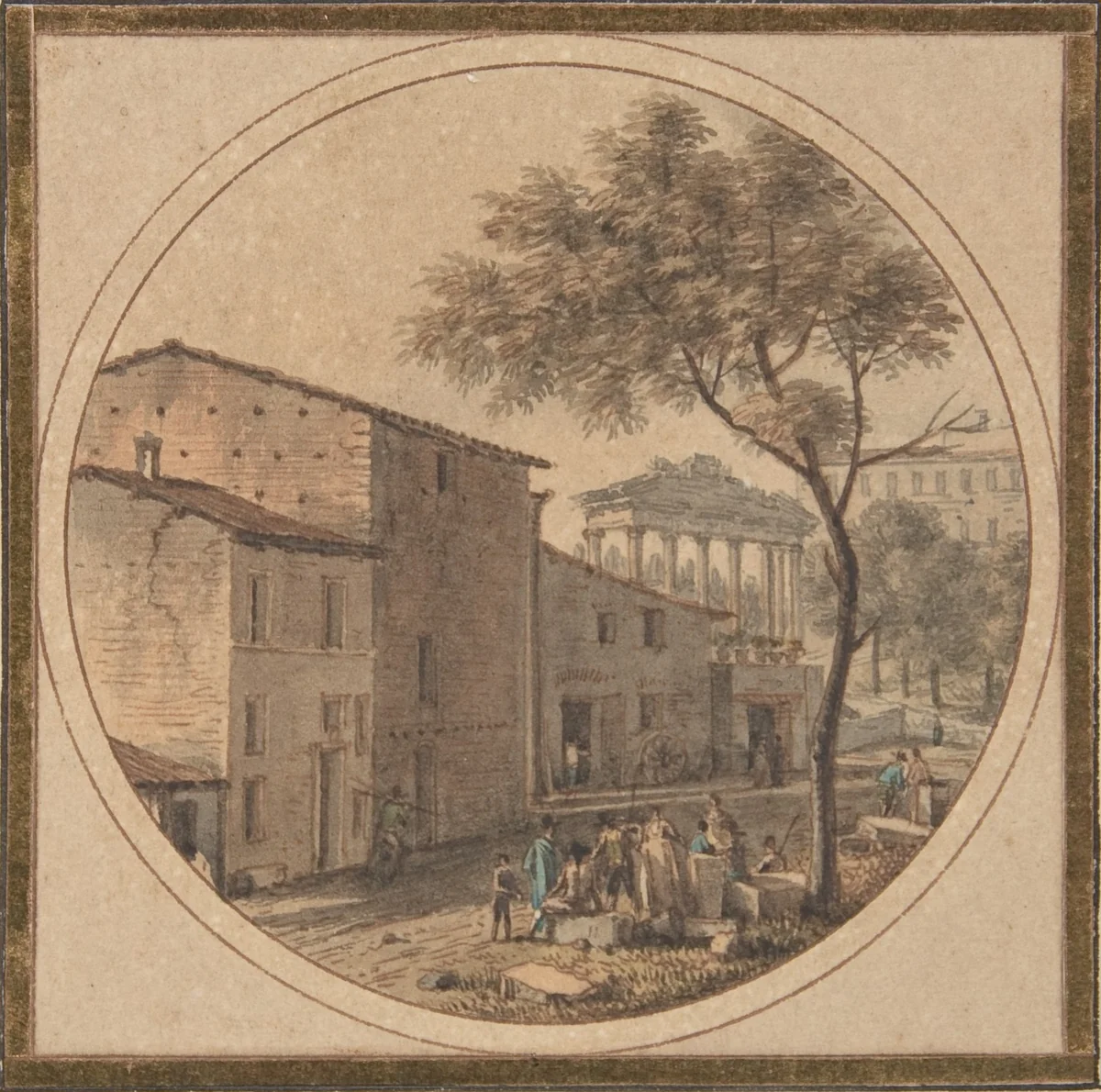 View of the Roman Forum with the Temple of Saturn in the Background by Victor Jean Nicolle, drawing, 1770-1826