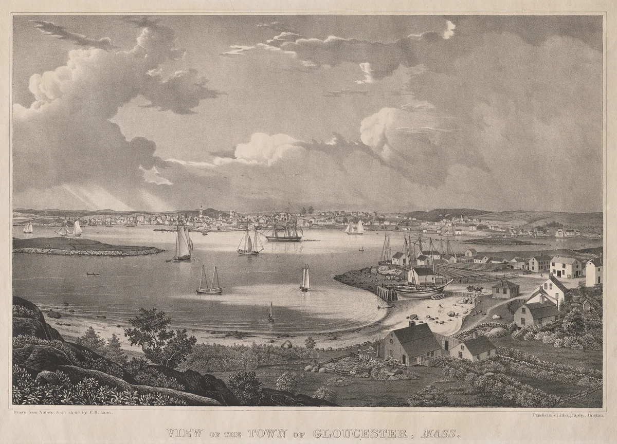 View of the Town of Gloucester, Mass. by Fitz Henry Lane, print, 1835-1836