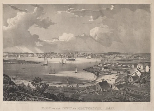 View of the Town of Gloucester, Mass. by Fitz Henry Lane, print, 1835-1836