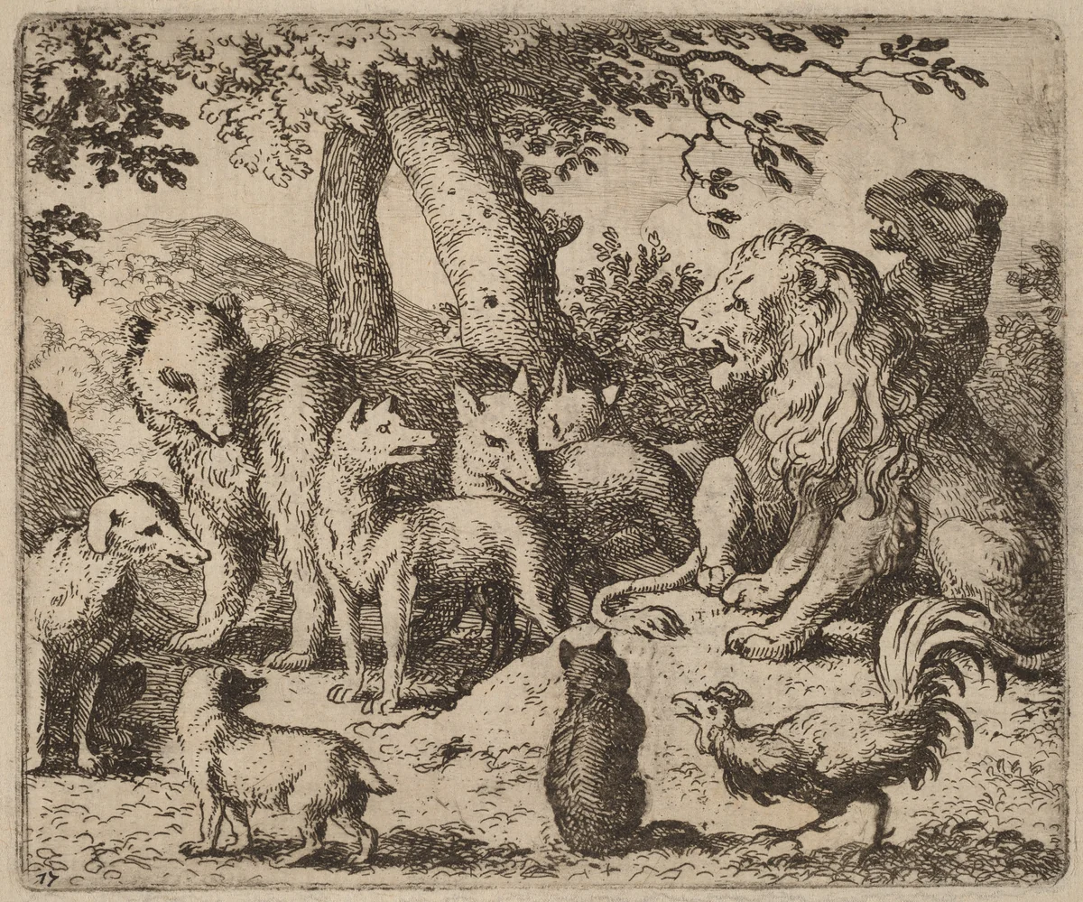Reynard Attempts to Clear Himself by Allart van Everdingen, print, 1645-1656
