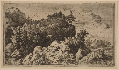 Firs in the Defile by Allart van Everdingen, print, 1645-1656