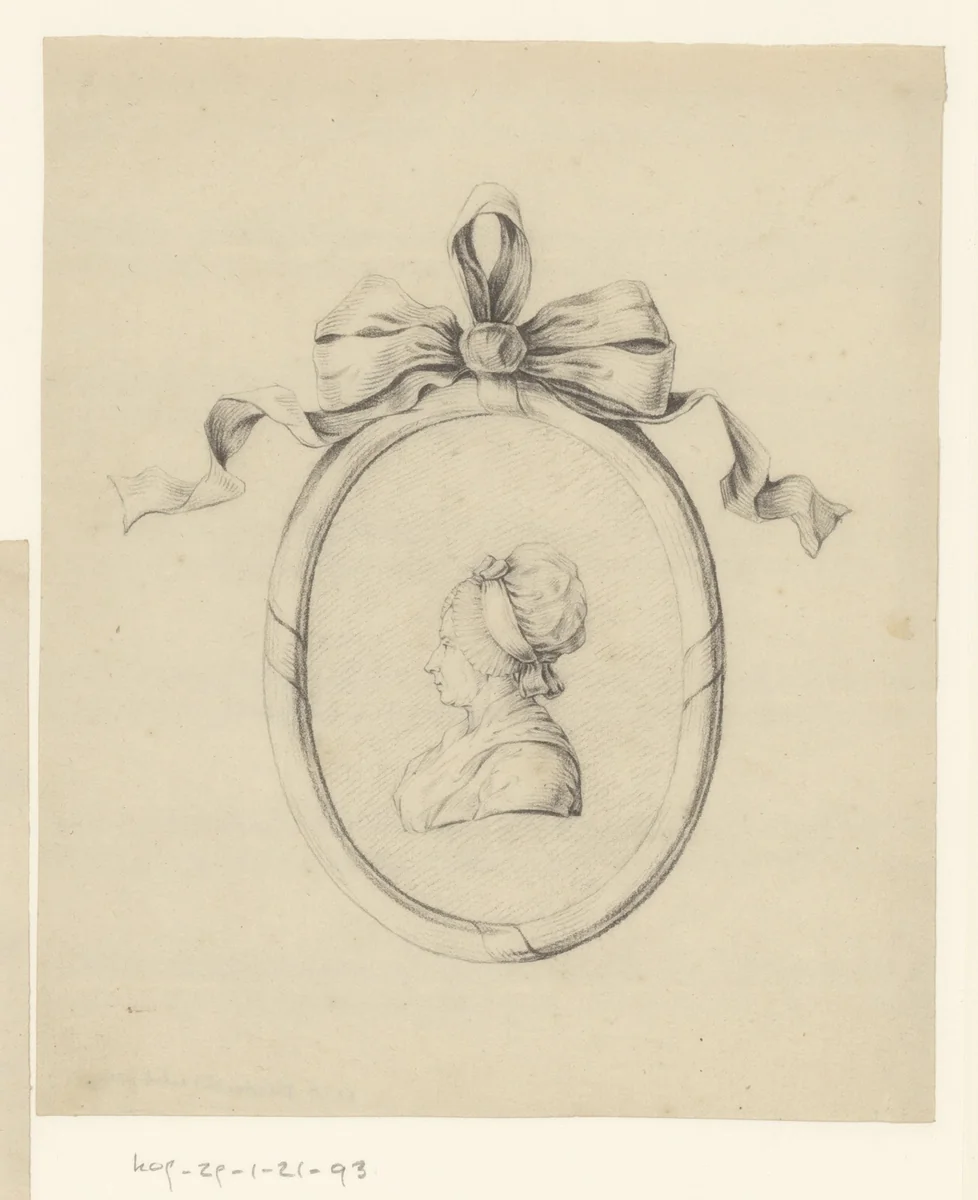 Portret van een vrouw in een medaillon, mogelijk de zus van Jean Bernard by Jean Bernard, drawing, 1775-1833