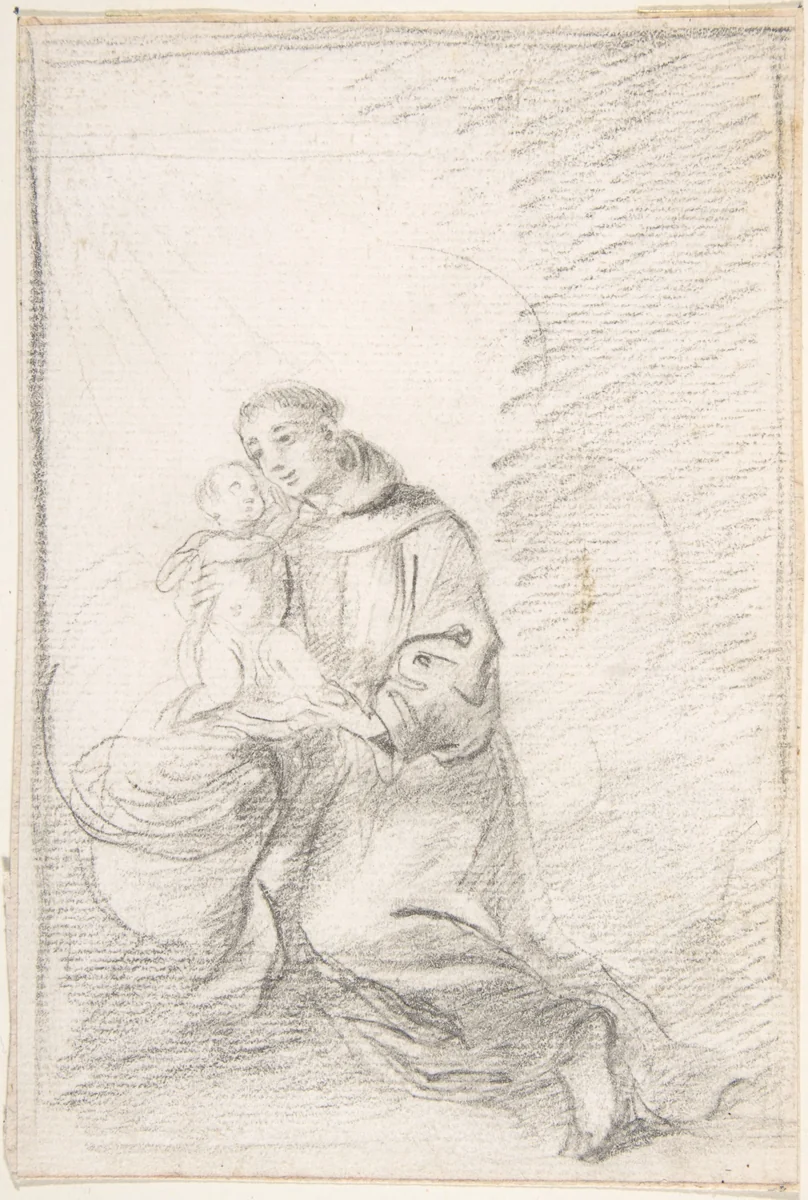 Saint Anthony of Padua by Pedro Duque Cornejo, drawing, 1700-1755