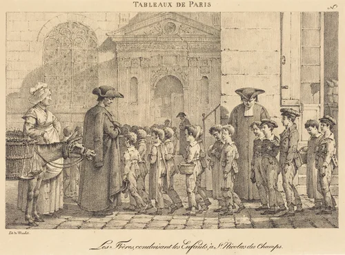 Les Frères Conduisent les Enfants, à St. Nicolas des Champs by Jean Henri Marlet, print, 1770-1847