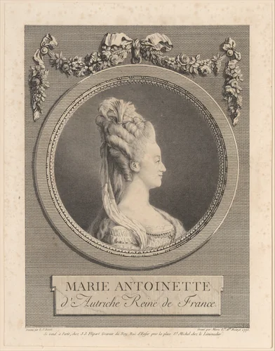 Marie Antoinette by Marie Louise Adélaide Boizot, print, 1775