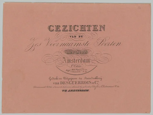 Omslag met serie Amsterdamse poorten by anonymous, print, 1828