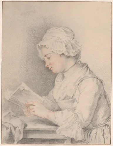Young Girl Reading by Jacques André Portail, drawing, 1720-1760