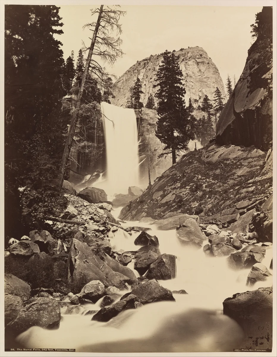 Vernal Fall, Yosemite by Carleton E. Watkins, photograph, 1865-1866