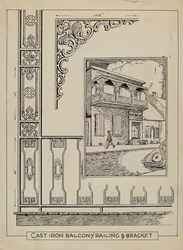 Iron Work on Balcony by Al Curry, index of american design, 1936