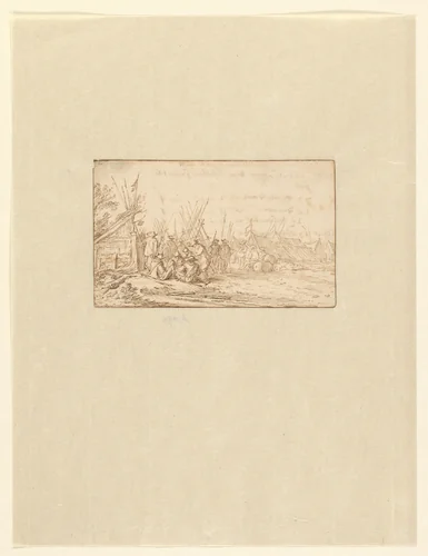 Soldatenkamp by Nicolaes van Lijnhoven, drawing, 1639-1702