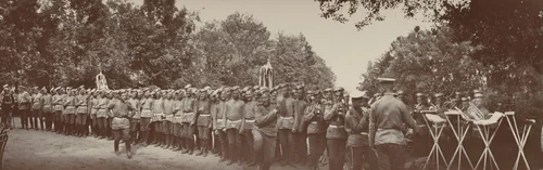 Cavalry in Rows, with One Soldier Stepping Out of Line, Krasnoe Selo by Unidentified Photographer, photograph, 1909