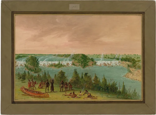 Father Hennepin and Companions at the Falls of St. Anthony. May 1, 1680 by George Catlin, painting, 1847-1848