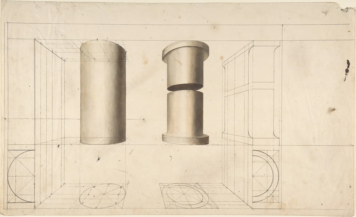 Projections of Columns by anonymous, drawing, 1700-1800