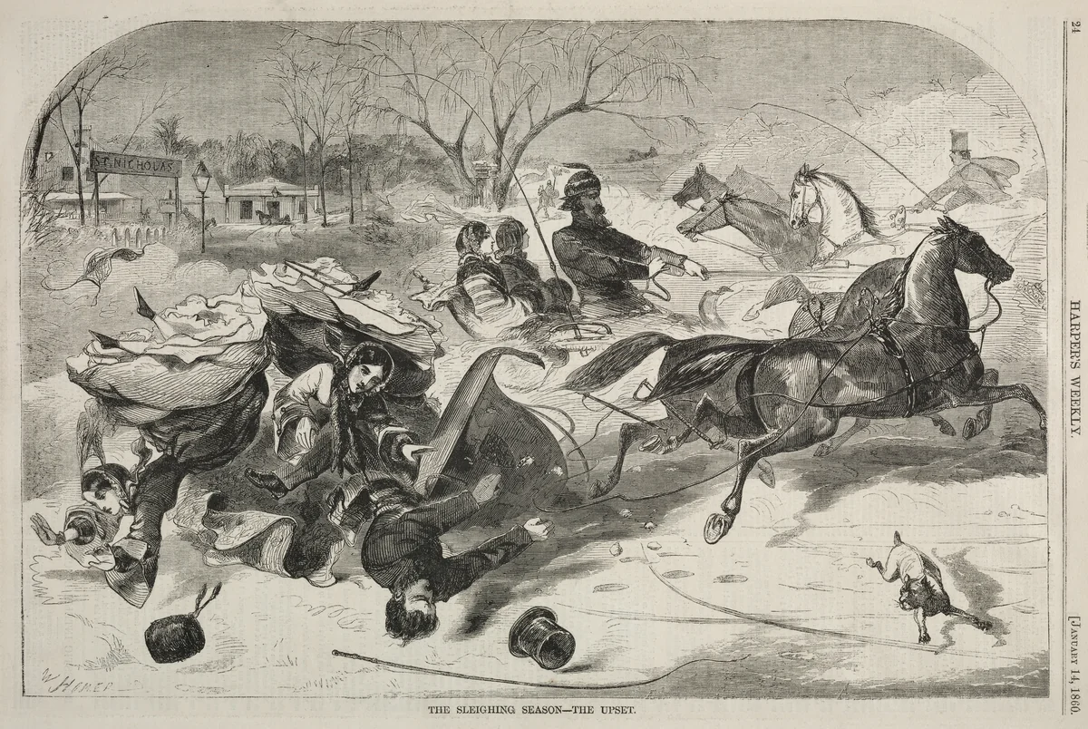 The Sleighing Season - The Upset by Winslow Homer, print, 1860