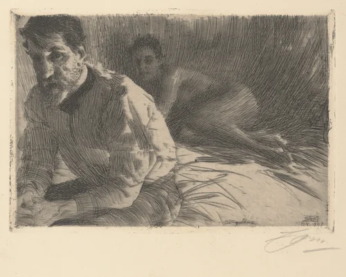Augustus Saint Gaudens II (Saint Gaudens and his Model) by Anders Zorn, print, 1897