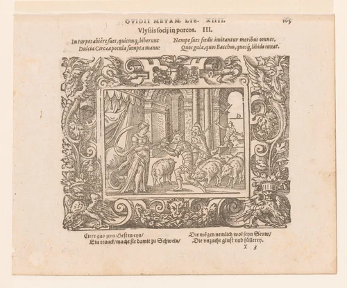 Circe verandert de mannen van Odysseus in zwijnen by Virgilius Solis, print, 1569
