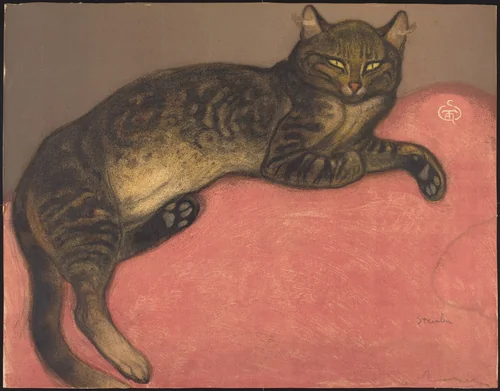 Winter: Cat on a Cushion (L'hiver: Chat sur un coussin) by Théophile Alexandre Steinlen, print, 1859-1923