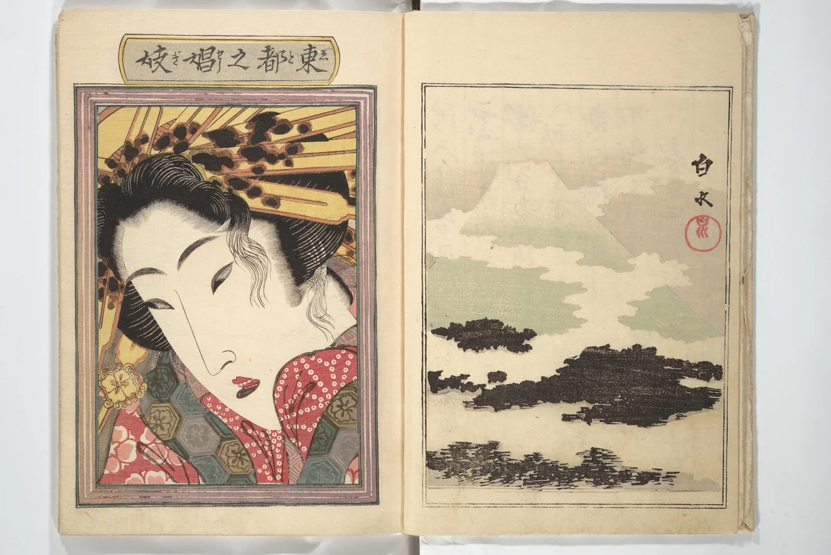 An Erotic Picture Book of Snow on Fuji (Enpon fuji no yuki) 艶本 婦慈のゆき by Keisai Eisen (渓斎英泉), book, 1824