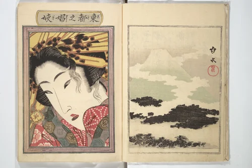 An Erotic Picture Book of Snow on Fuji (Enpon fuji no yuki) 艶本 婦慈のゆき by Keisai Eisen (渓斎英泉), book, 1824