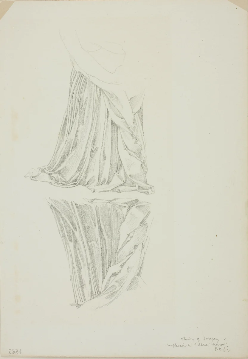 Draped Figure and Reflection, study for Mirror of Venus by Edward Burne-Jones, drawing, 1868-1883