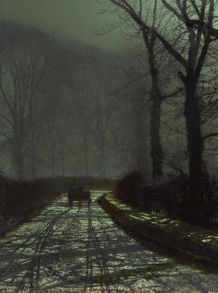 Lane Scene at Night by John Atkinson Grimshaw, print, 1872