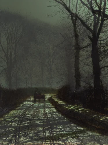 Lane Scene at Night by John Atkinson Grimshaw, print, 1872