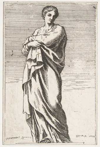 Standing Female Figure by Pierre Ignace Parrocel, print, 1739-1740