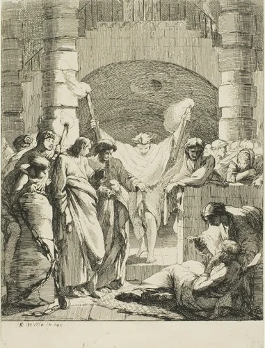 Visiting Prisoners, from The Seven Acts of Mercy by François Hutin, print, 1735-1776
