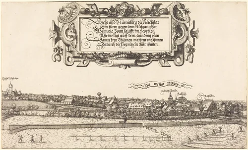 View of Nuremberg from the East [right section] by Hanns Lautensack, print, 1552