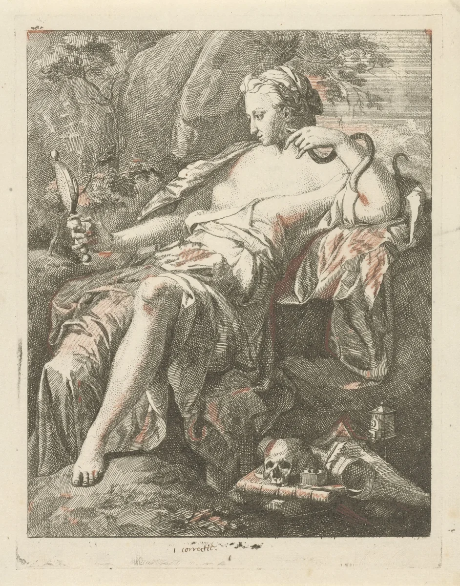 Prudentia by Hendrik van Limborch, print, 1691-1759