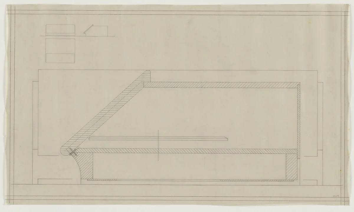 Design for Telefunken Record Player, Elevations, plan, and section by Lilly Reich, mies van der rohe archive, 1937