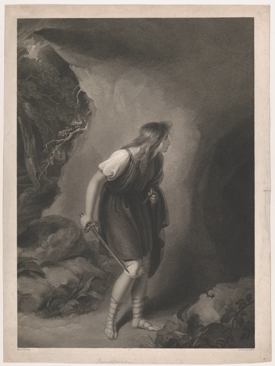 Imogen (Shakespeare, Cymbeline, Act 3, Scene 6) by Thomas Gaugain, print, 1803