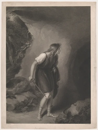 Imogen (Shakespeare, Cymbeline, Act 3, Scene 6) by Thomas Gaugain, print, 1803