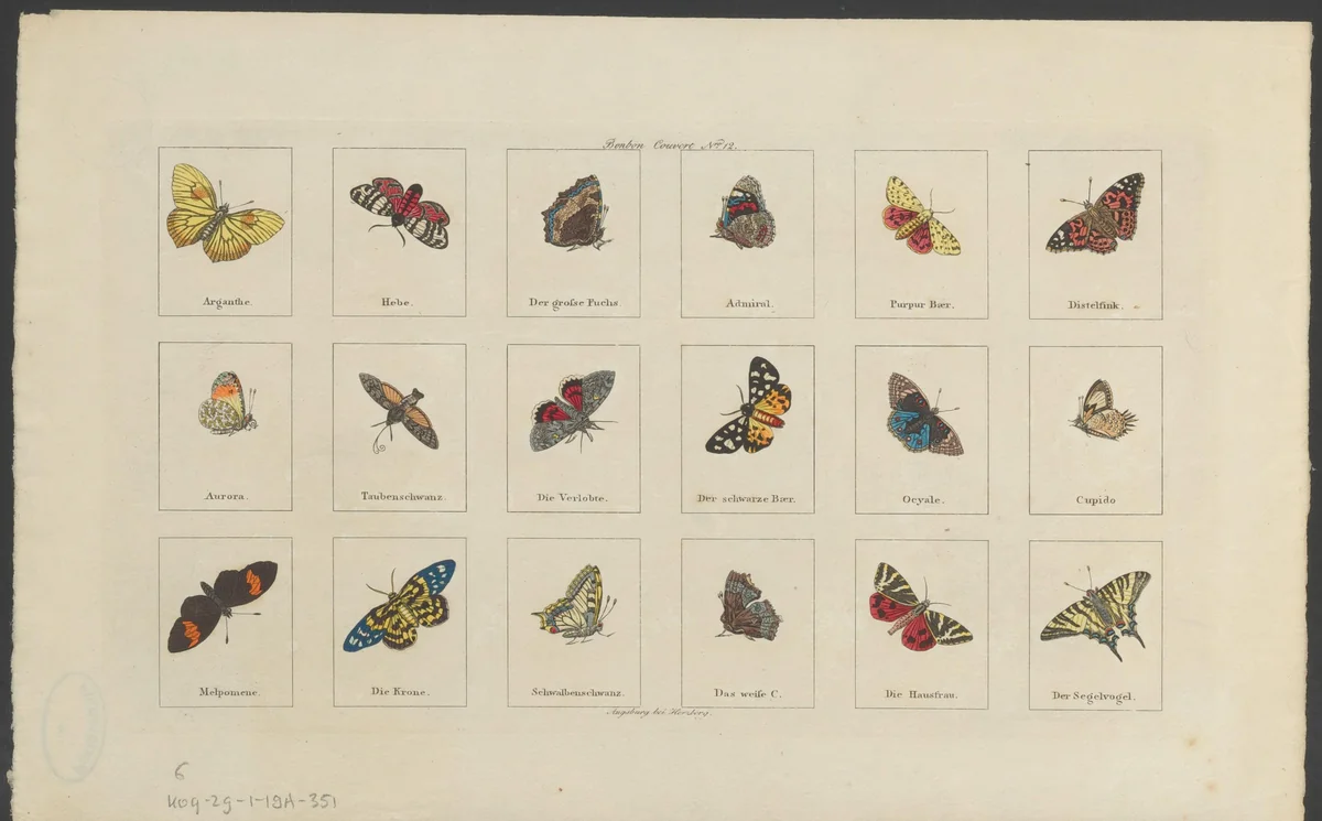 Achttien vlinders by anonymous, print, 1801-1855