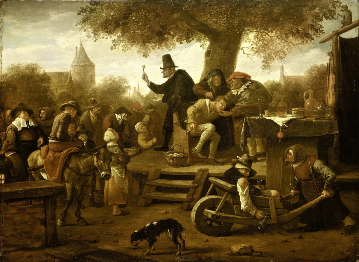 The quack by Jan Steen, painting, 1650-1660