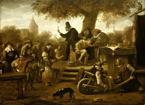 The quack by Jan Steen, painting, 1650-1660