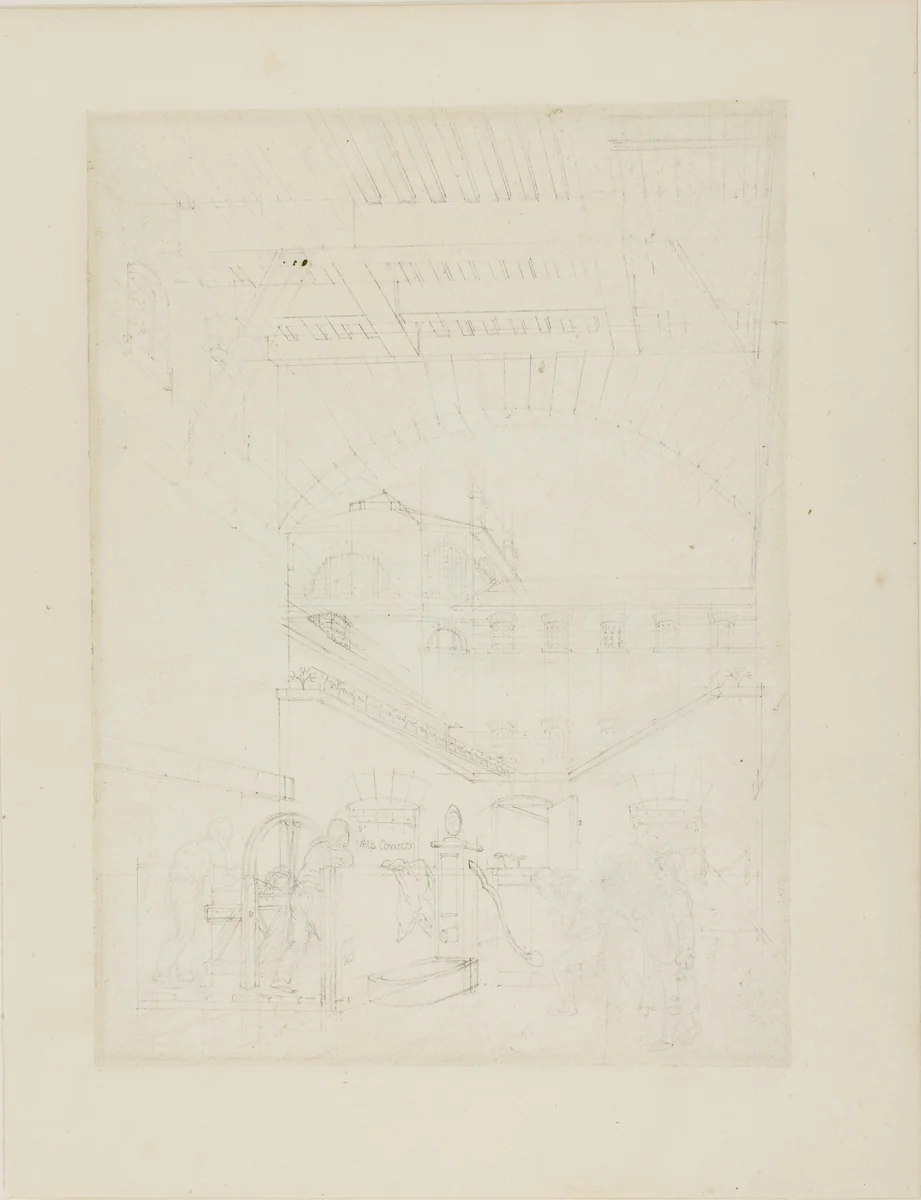 Study for Water Engine, Cold-Bath, Field's Prison, from Microcosm of London by Augustus Charles Pugin
Thomas Rowlandson, drawing, 1807-1808